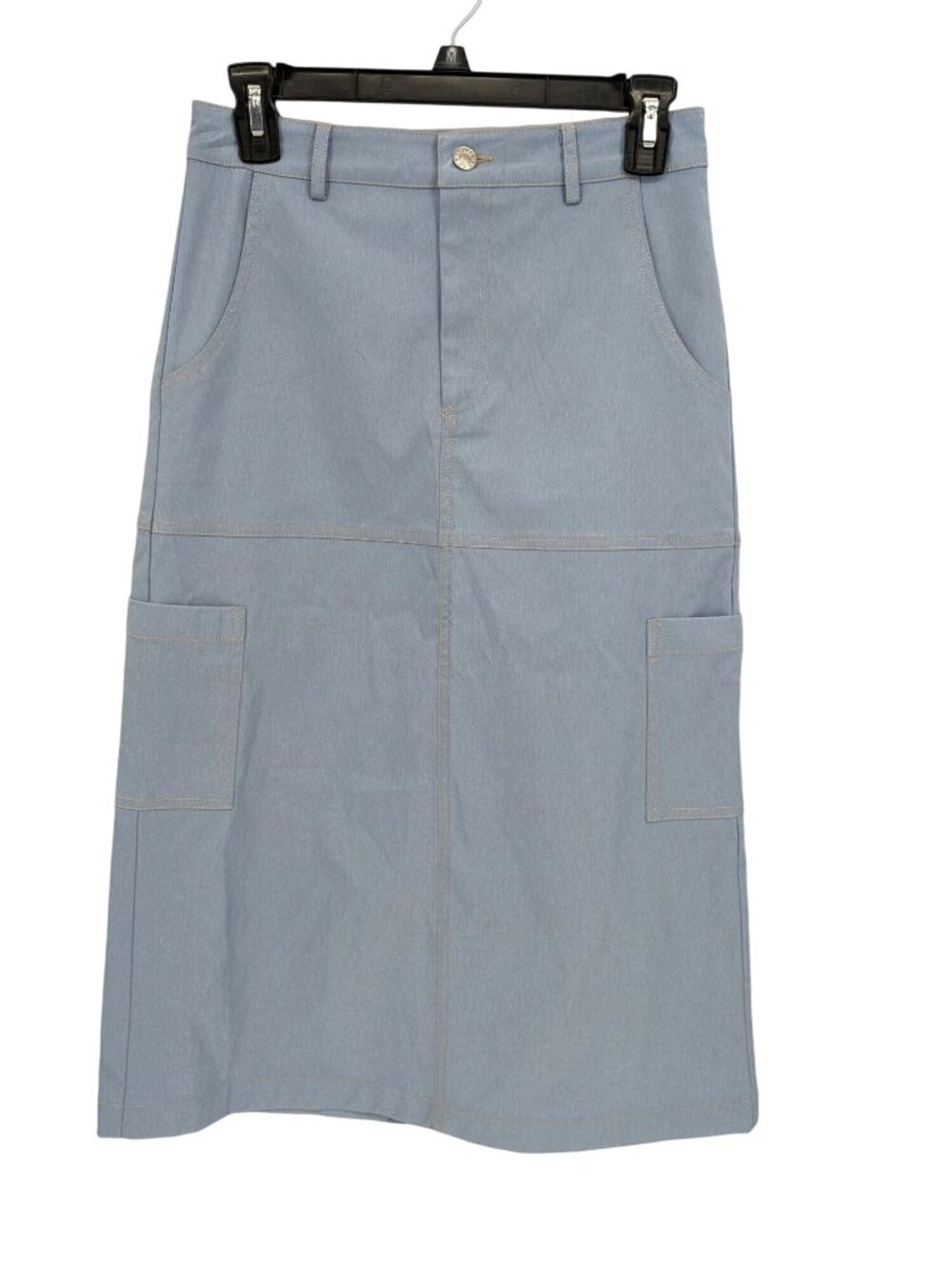 Cargo Back Slit Midi Skirt Light Wash Coastal Utility‎ Streetwear Gorpcore Small